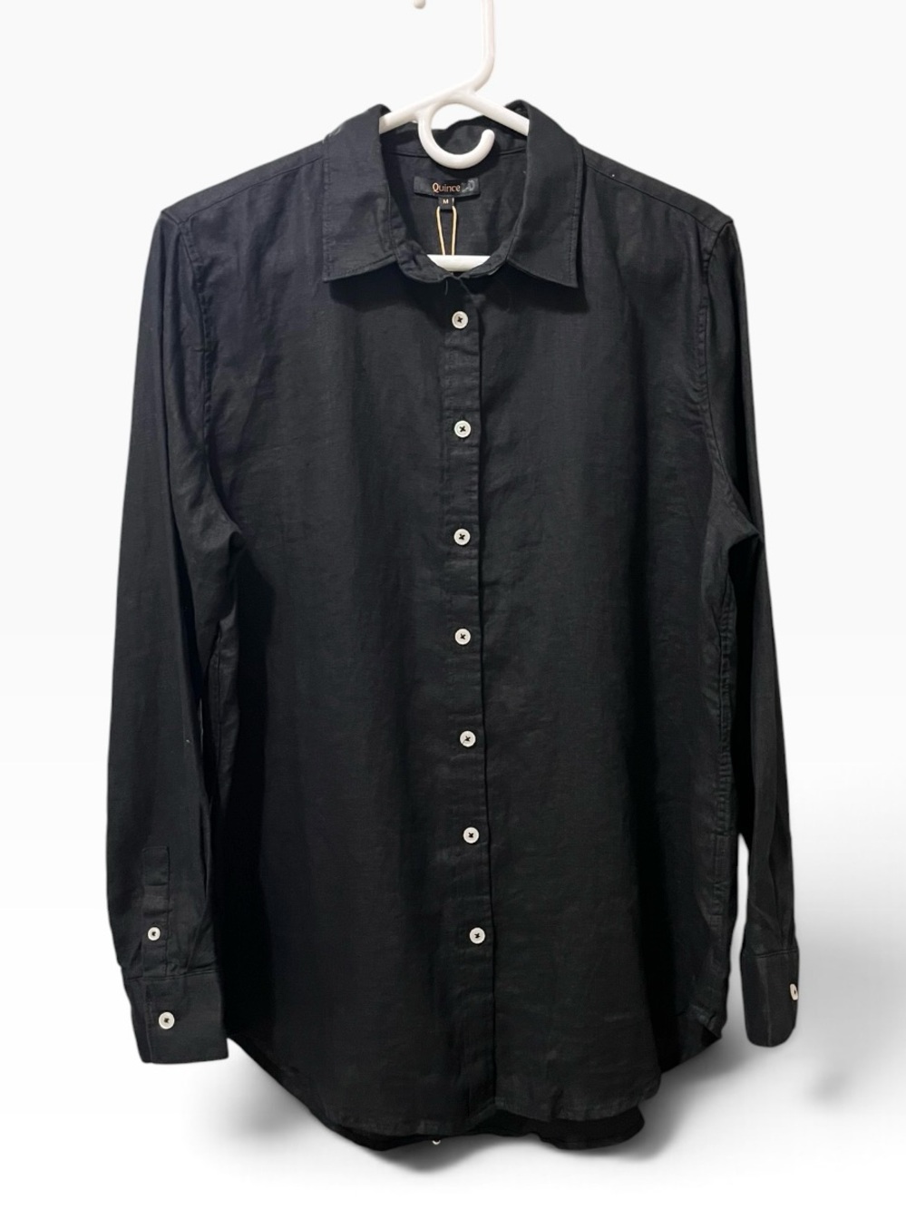 NWT QUINCE Women’s Black LB20234-CMA01-7159 100% European Linen Shirt Medium - Picture 2 of 8